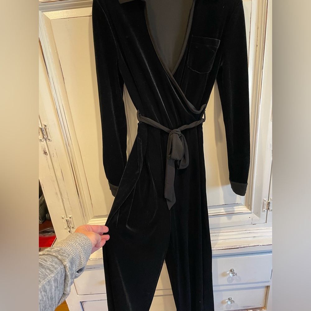 Calvin Klein black velvet romper size 4